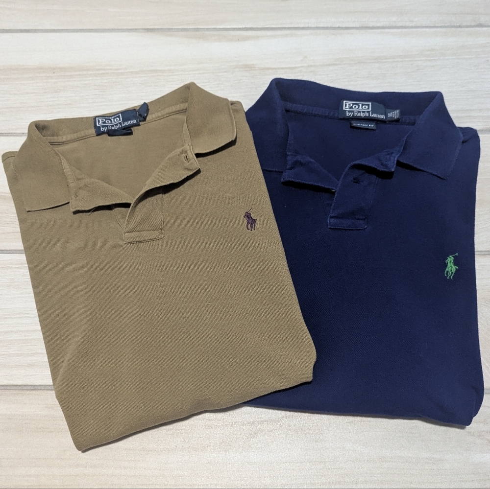 2 Polo by Ralph Lauren Polo Shirts Golden Brown and Blue - Fit Like Large